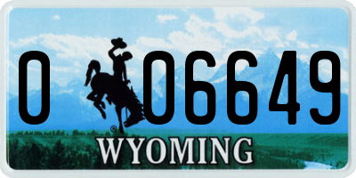 WY license plate 006649