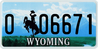 WY license plate 006671