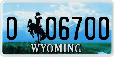 WY license plate 006700