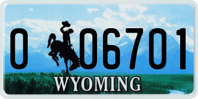 WY license plate 006701