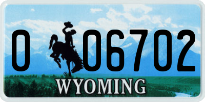 WY license plate 006702