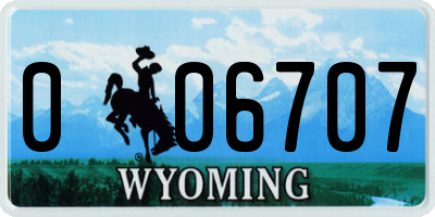 WY license plate 006707