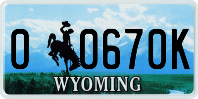 WY license plate 00670K