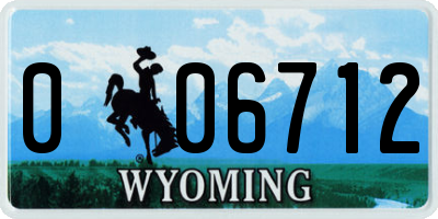 WY license plate 006712