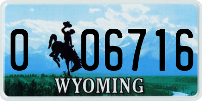 WY license plate 006716