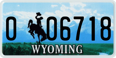 WY license plate 006718