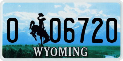 WY license plate 006720