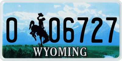 WY license plate 006727
