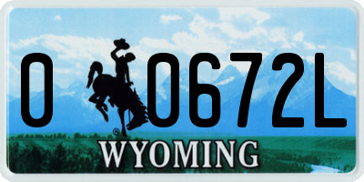 WY license plate 00672L
