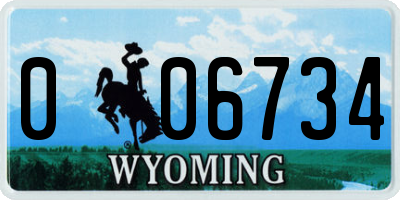 WY license plate 006734