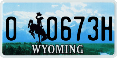 WY license plate 00673H