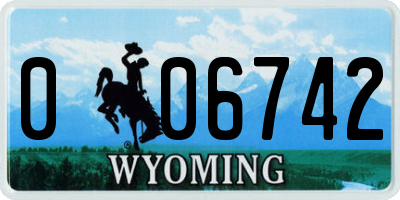 WY license plate 006742