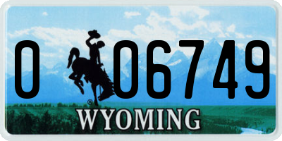 WY license plate 006749