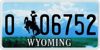 WY license plate 006752