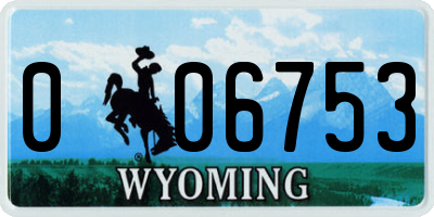 WY license plate 006753