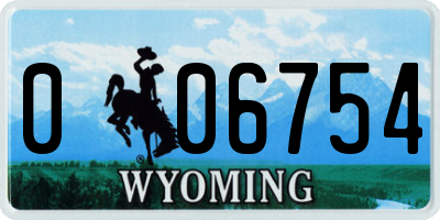 WY license plate 006754