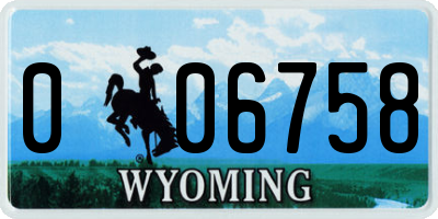 WY license plate 006758