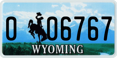 WY license plate 006767