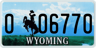 WY license plate 006770