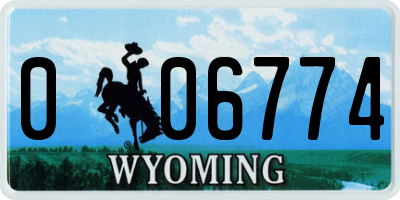 WY license plate 006774