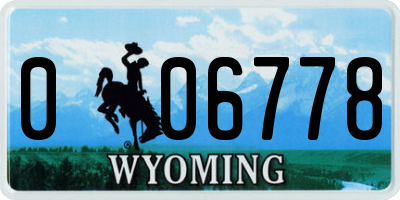 WY license plate 006778