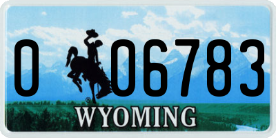 WY license plate 006783