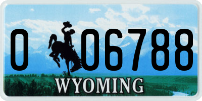 WY license plate 006788