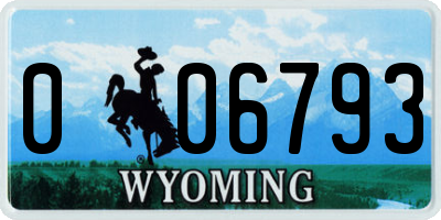 WY license plate 006793