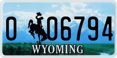 WY license plate 006794