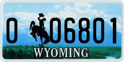 WY license plate 006801