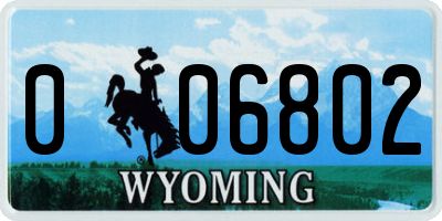 WY license plate 006802