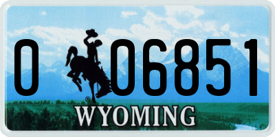 WY license plate 006851