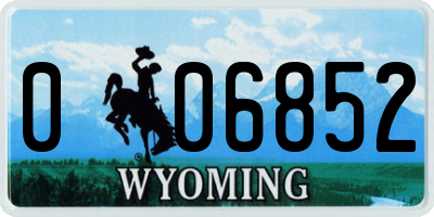 WY license plate 006852