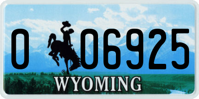 WY license plate 006925