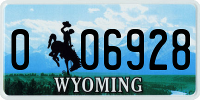 WY license plate 006928