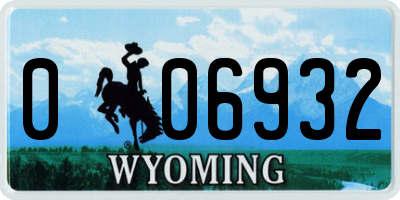 WY license plate 006932