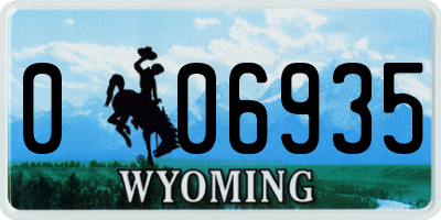 WY license plate 006935