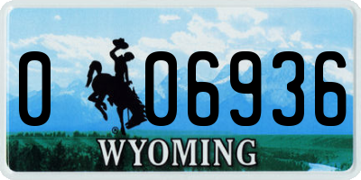 WY license plate 006936