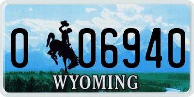 WY license plate 006940