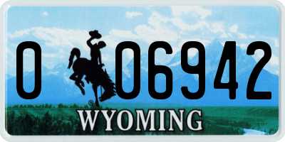 WY license plate 006942