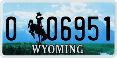 WY license plate 006951