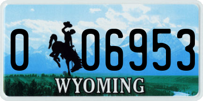 WY license plate 006953