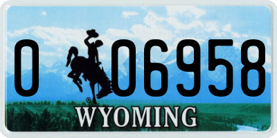 WY license plate 006958