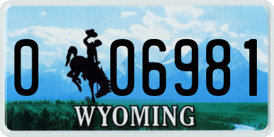 WY license plate 006981