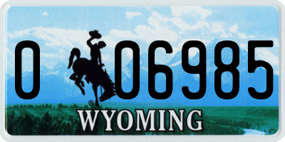 WY license plate 006985