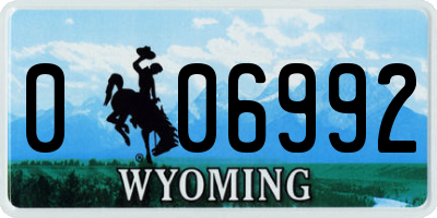 WY license plate 006992