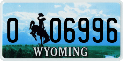 WY license plate 006996
