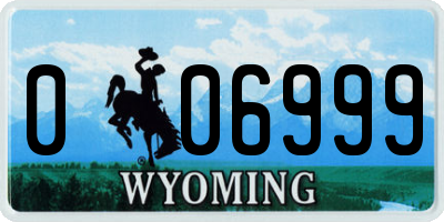 WY license plate 006999