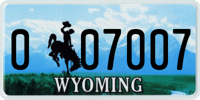 WY license plate 007007