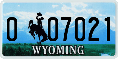 WY license plate 007021